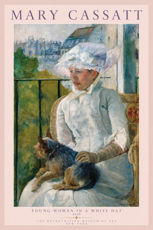 Mary Cassatt Young Woman in a White Hat No3 - Poszter