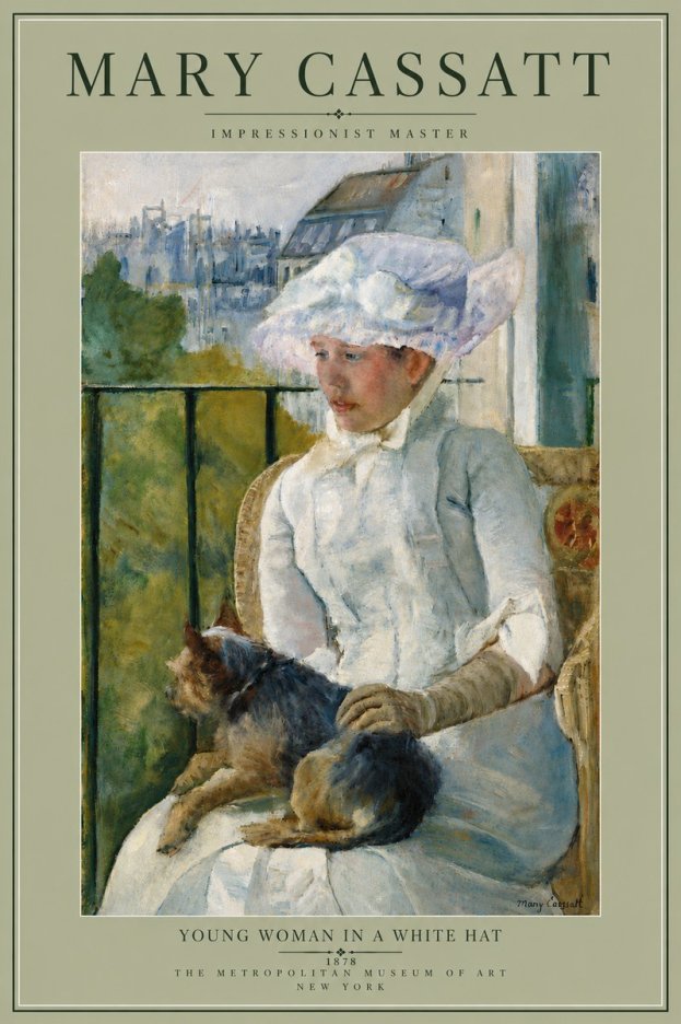 Mary Cassatt Young Woman in a White Hat No6 - Poszter