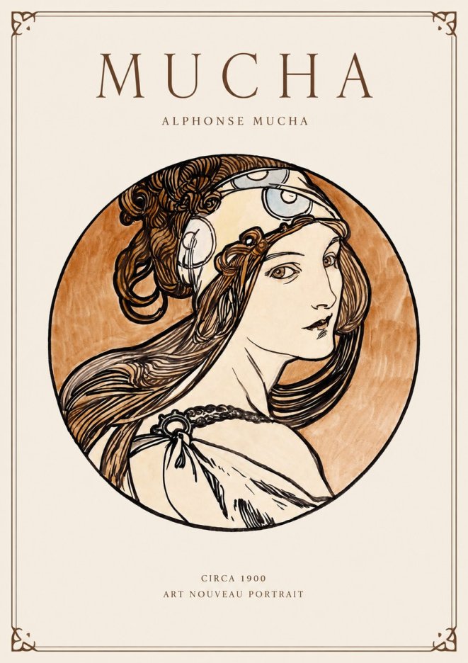 Mucha Art Nouveau Portrait I No1 - Poszter