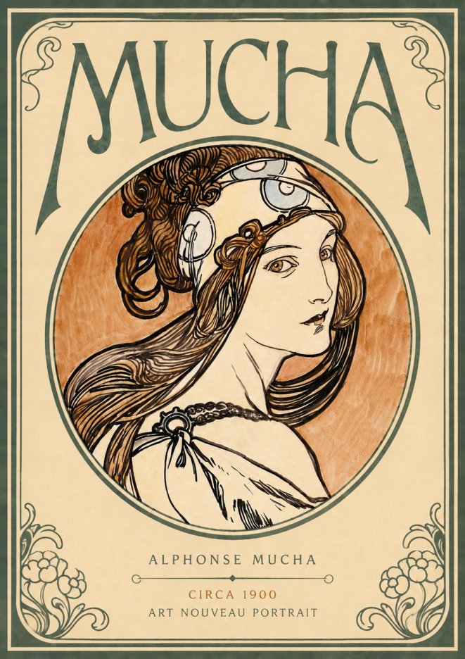 Mucha Art Nouveau Portrait I No4 - Poszter