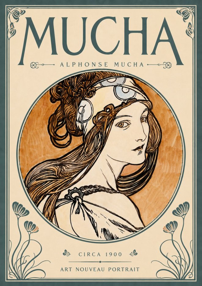 Mucha Art Nouveau Portrait I No5 - Poszter