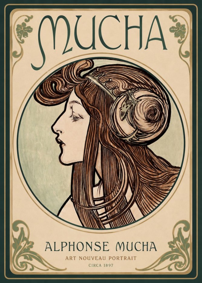 Mucha Art Nouveau Portrait II No2 - Poszter