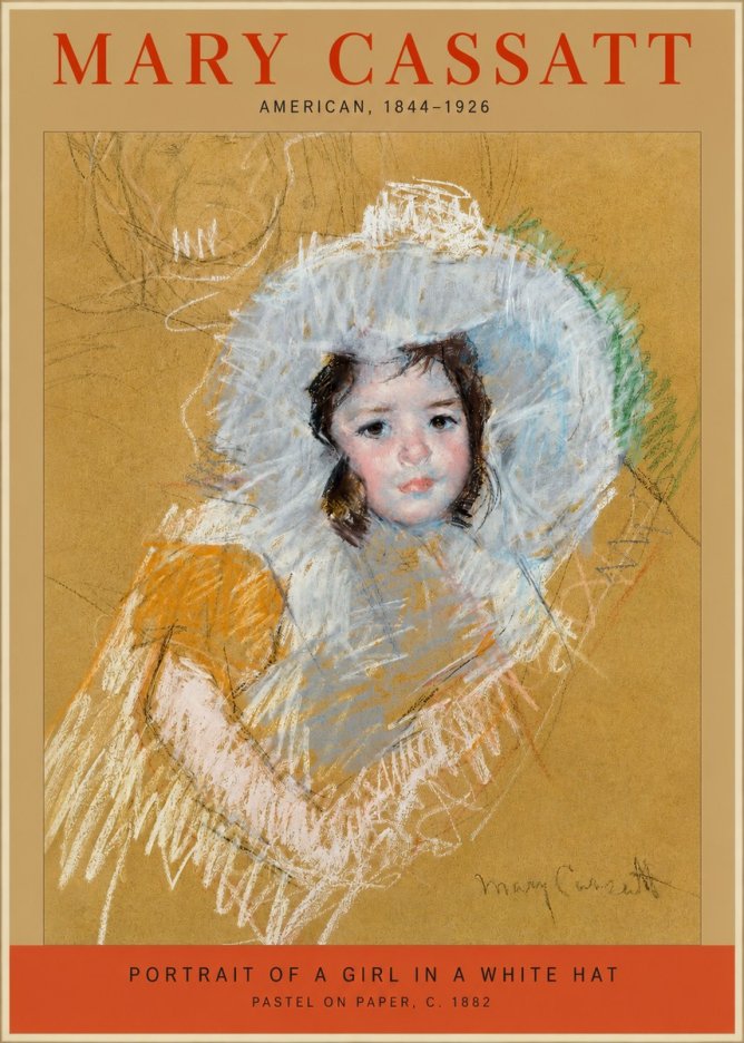 Mary Cassatt Portrait of a Girl in a White Hat No2 - Poszter