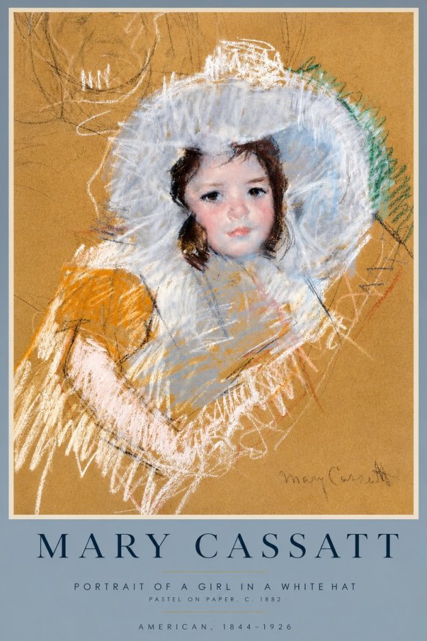 Mary Cassatt Portrait of a Girl in a White Hat No3 - Poszter