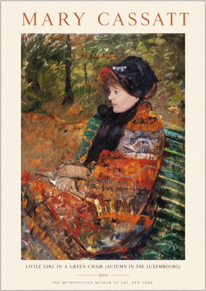 Mary Cassatt Little Girl in a Green Chair (Autumn in the Luxembourg) No1 - Poszter