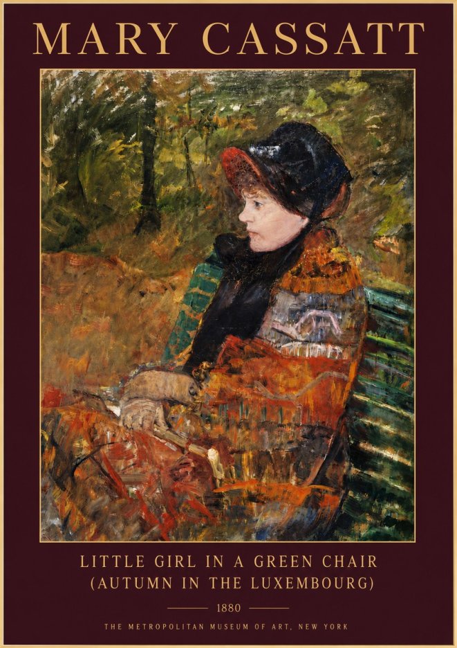 Mary Cassatt Little Girl in a Green Chair (Autumn in the Luxembourg) No3 - Poszter
