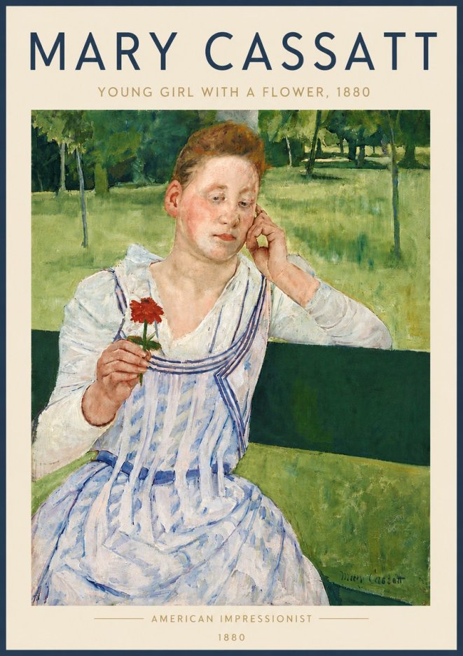 Mary Cassatt Young Girl with a Flower No6 - Poszter