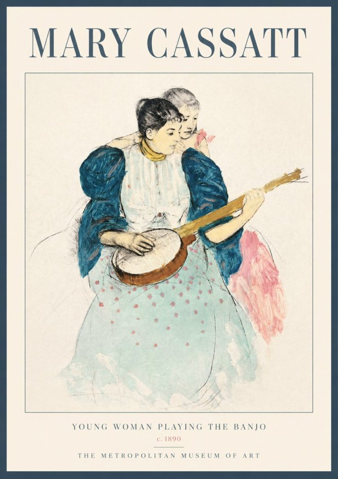 Mary Cassatt Young Woman Playing the Banjo No2 - Poszter