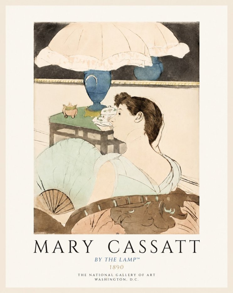 Mary Cassatt By the Lamp No1 - Poszter