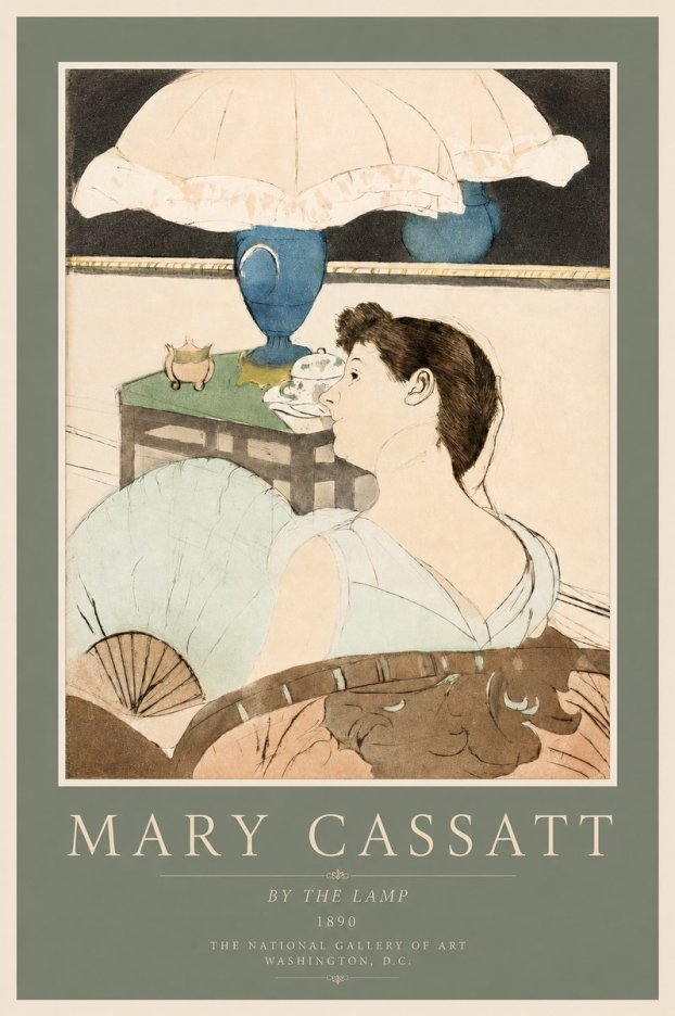 Mary Cassatt By the Lamp No2 - Poszter