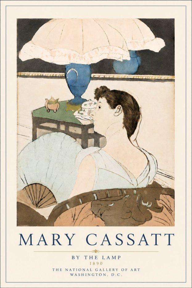 Mary Cassatt By the Lamp No6 - Poszter