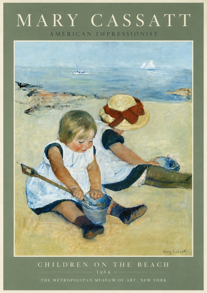 Mary Cassatt Children on the Beach No5 - Poszter