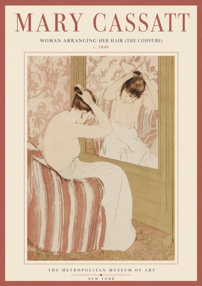 Mary Cassatt Woman Arranging Her Hair (the Coiffure) No5 - Poszter