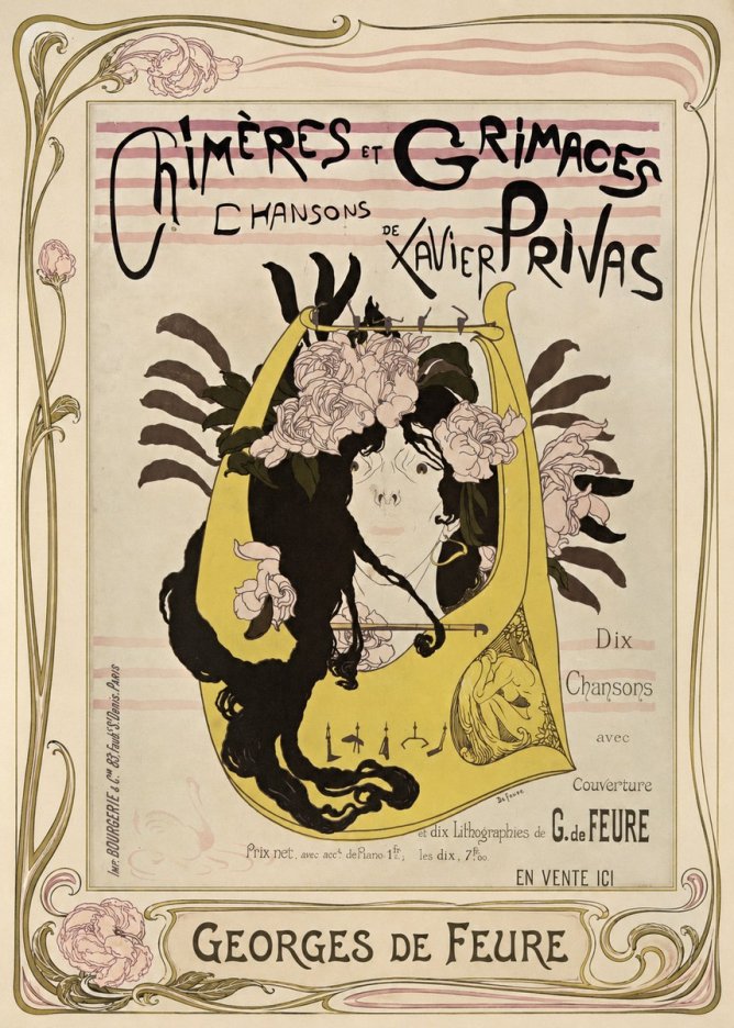 Georges de Feure Chimères Et Grimaces Chansons De Xavier Privas No1 - Poszter