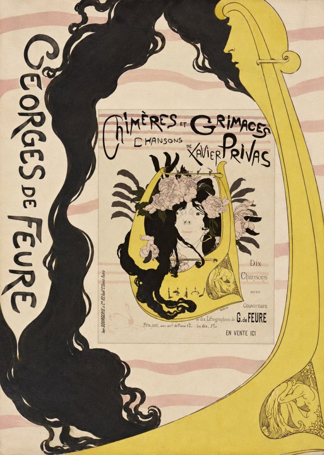 Georges de Feure Chimères Et Grimaces Chansons De Xavier Privas No5 - Poszter