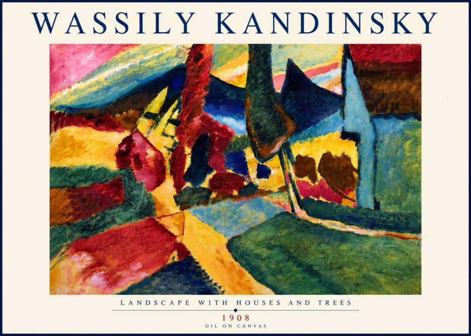 Kandinsky Landscape with Houses and Trees No4 - Poszter