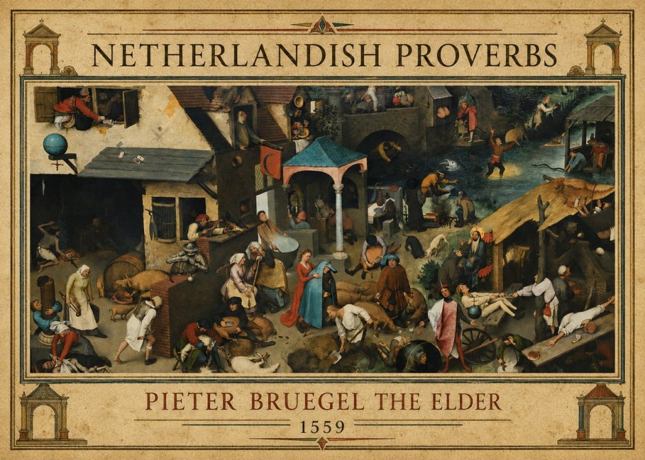 Pieter Bruegel Netherlandish Proverbs III No1 - Poszter