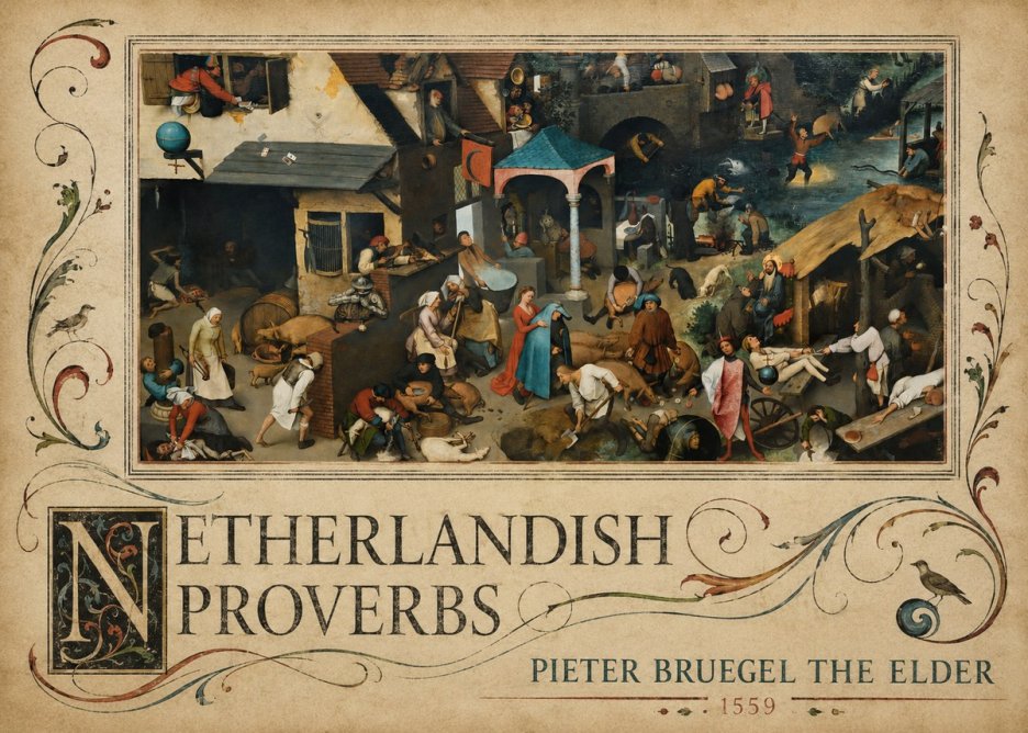 Pieter Bruegel Netherlandish Proverbs III No3 - Poszter