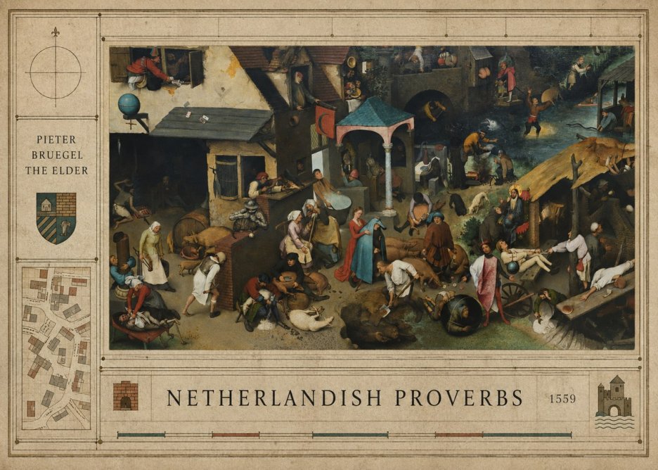 Pieter Bruegel Netherlandish Proverbs III No4 - Poszter