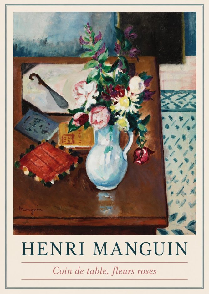 Henri Manguin Coin De Table, Fleurs Roses No1 - Poszter