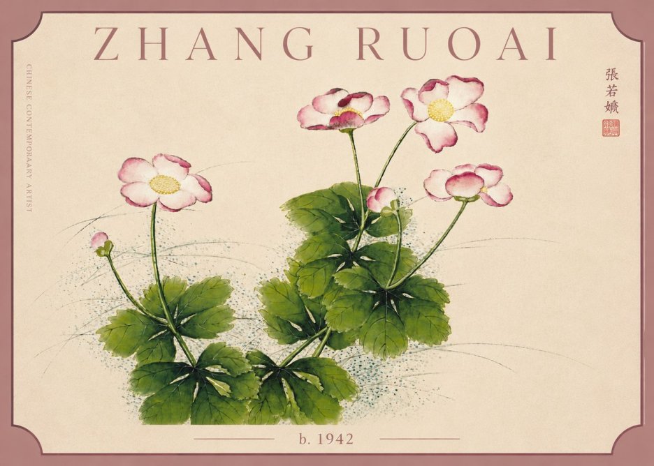 Zhang Ruoai Pink Anemones No5 - Poszter