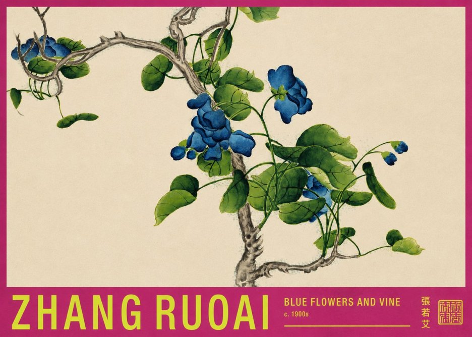 Zhang Ruoai Blue Morning Glories No4 - Poszter