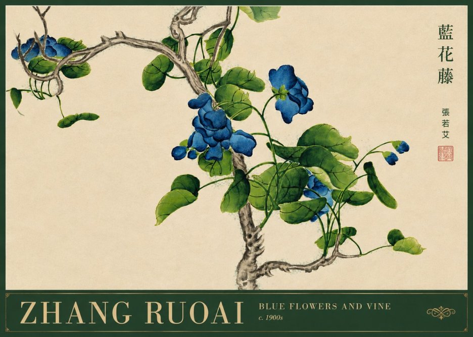 Zhang Ruoai Blue Morning Glories No5 - Poszter