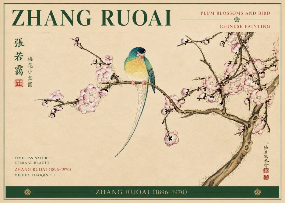 Zhang Ruoai Plum Blossoms and Bird No6 - Poszter