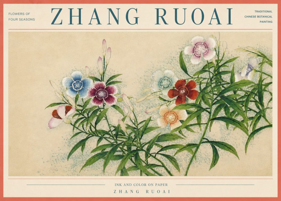 Zhang Ruoai Dianthus in Bloom No6 - Poszter