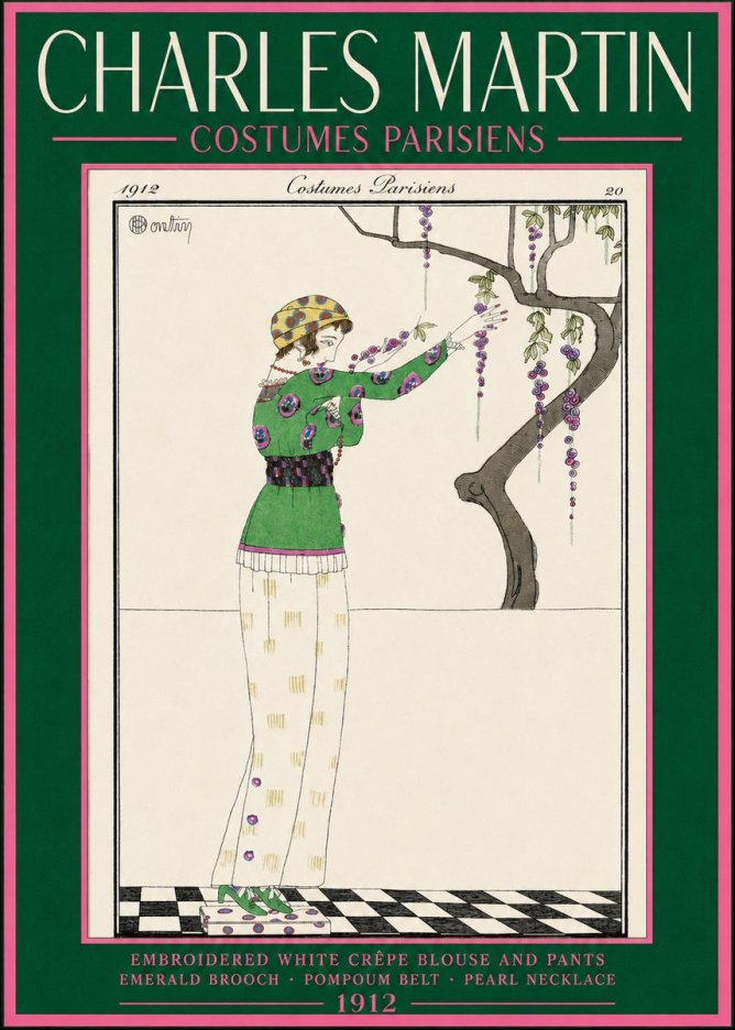Charles Martin Embroidered White Crêpe Blouse and Pants No2 - Poszter