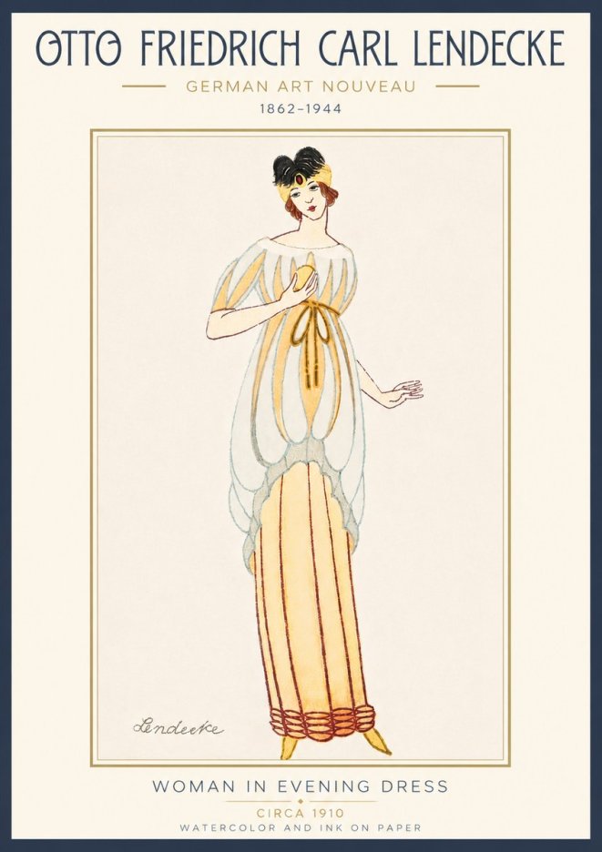 Otto Friedrich Carl Lendecke Woman in Evening Dress No4 - Poszter
