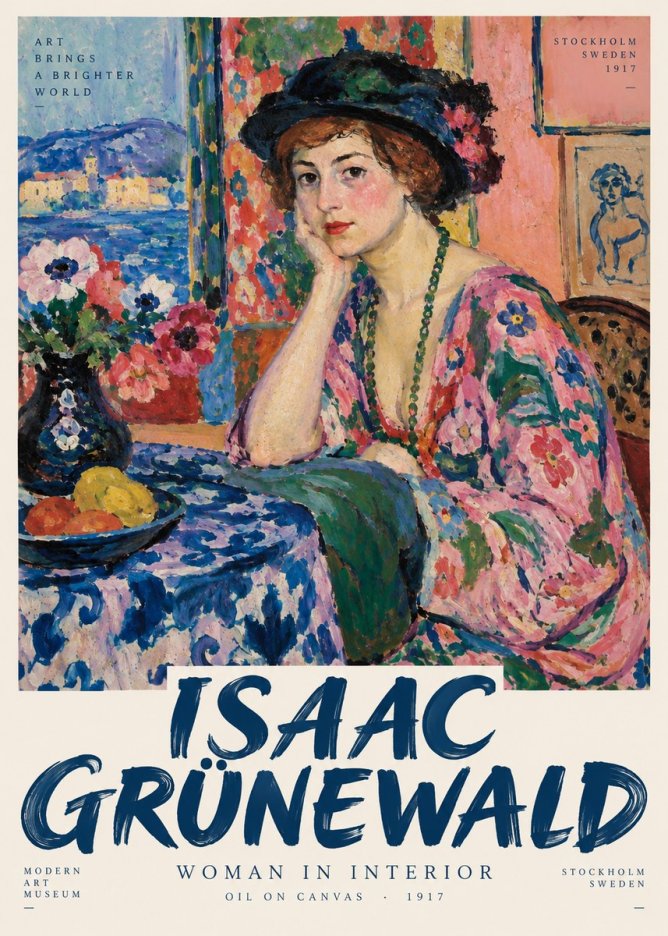 Isaac Grünewald Woman in Interior No3 - Poszter