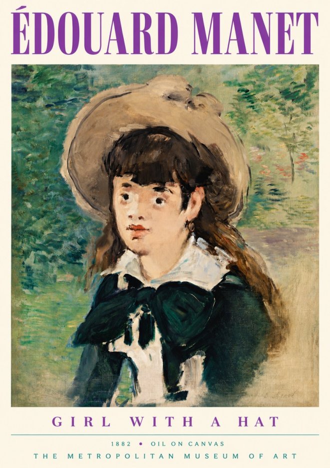Édouard Manet Girl with a Hat No5 - Poszter