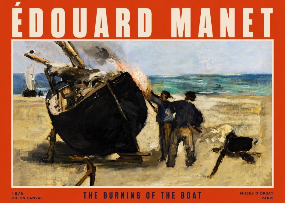 Édouard Manet The Burning of the Boat No4 - Poszter