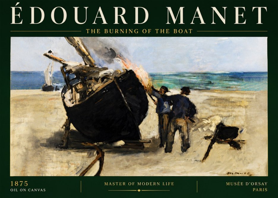 Édouard Manet The Burning of the Boat No5 - Poszter