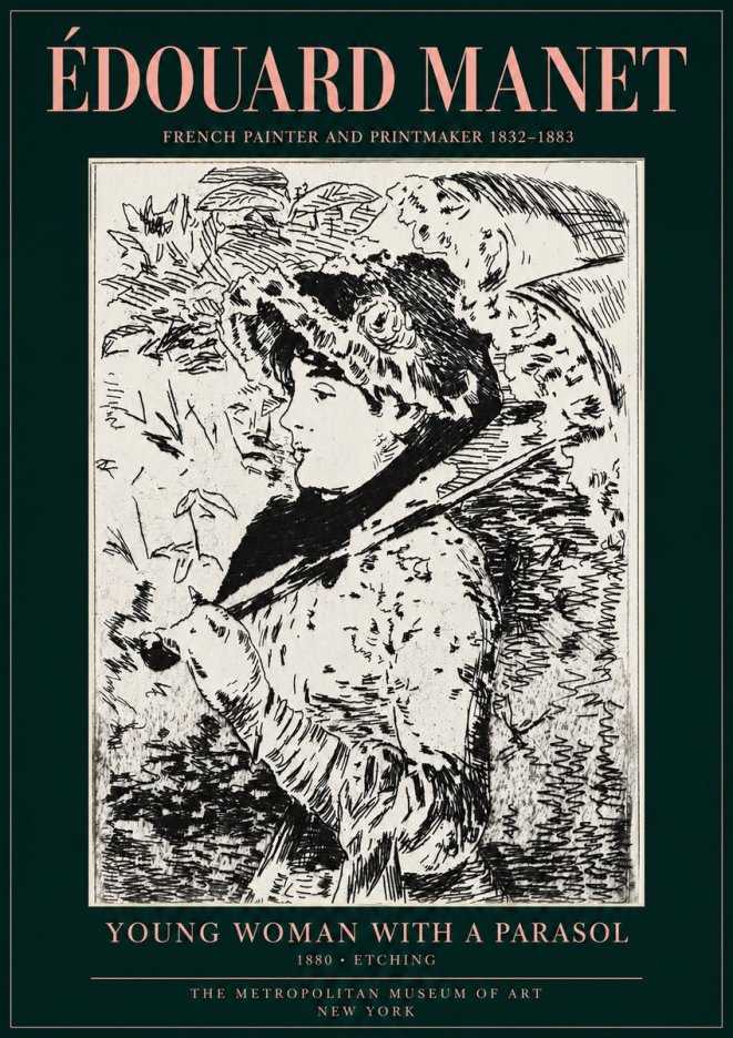 Édouard Manet Young Woman with a Parasol No3 - Poszter