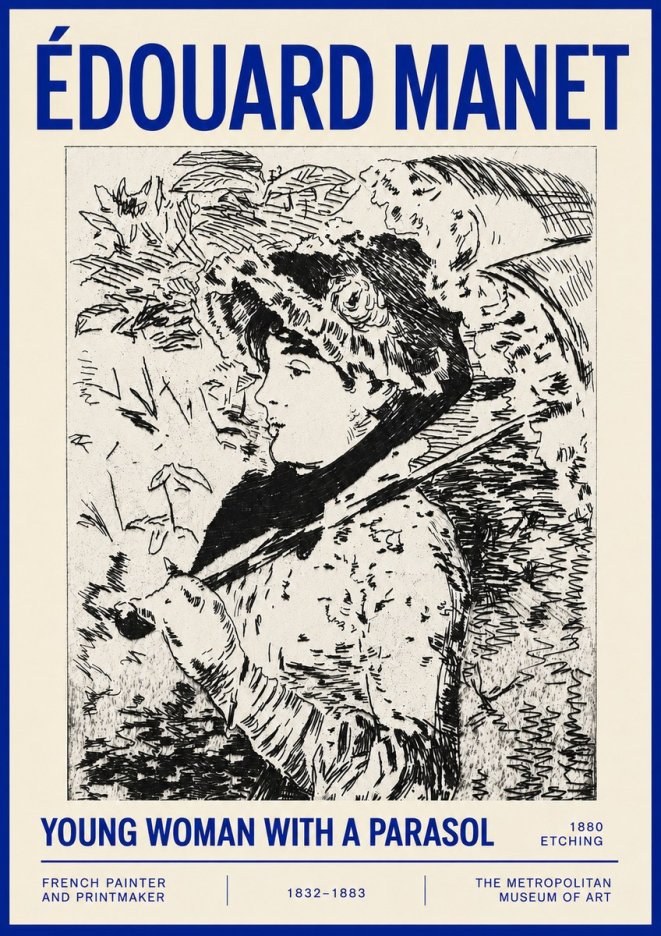 Édouard Manet Young Woman with a Parasol No4 - Poszter