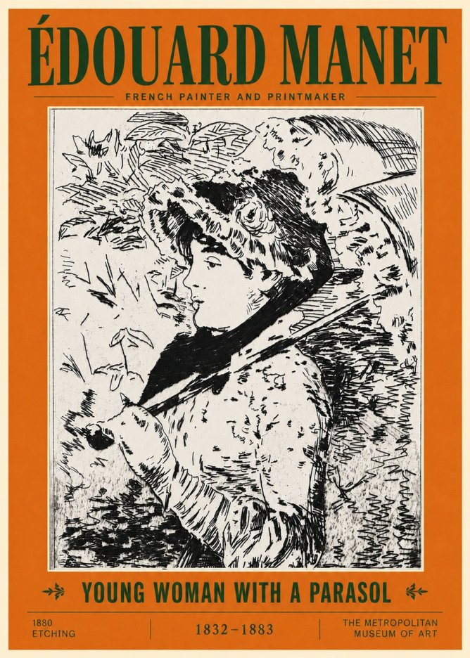 Édouard Manet Young Woman with a Parasol No5 - Poszter
