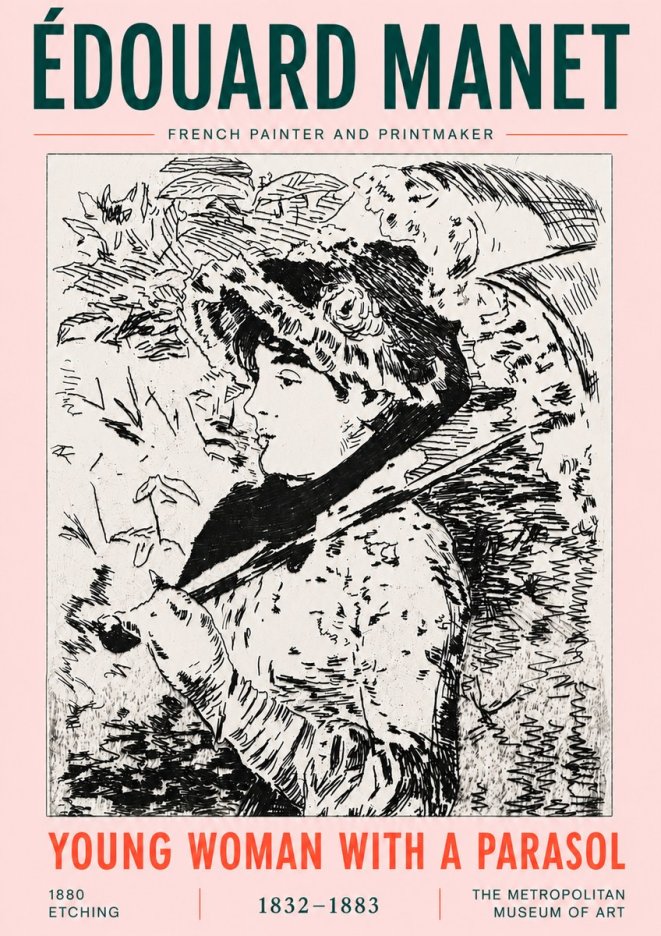 Édouard Manet Young Woman with a Parasol No6 - Poszter