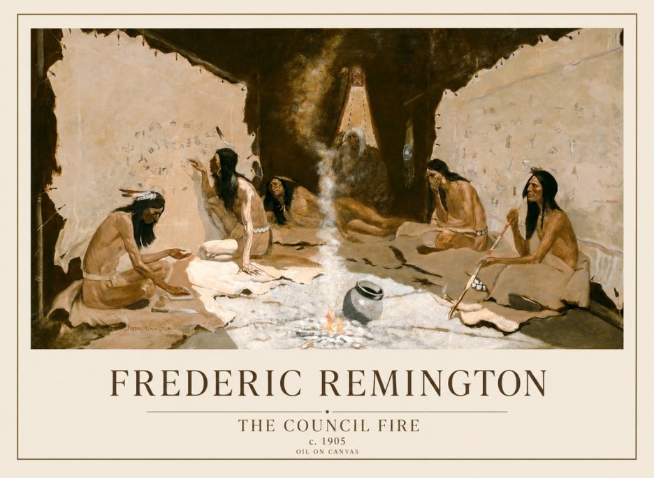 Frederic Remington The Council Fire I No1 - Poszter