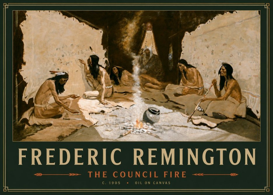 Frederic Remington The Council Fire I No4 - Poszter
