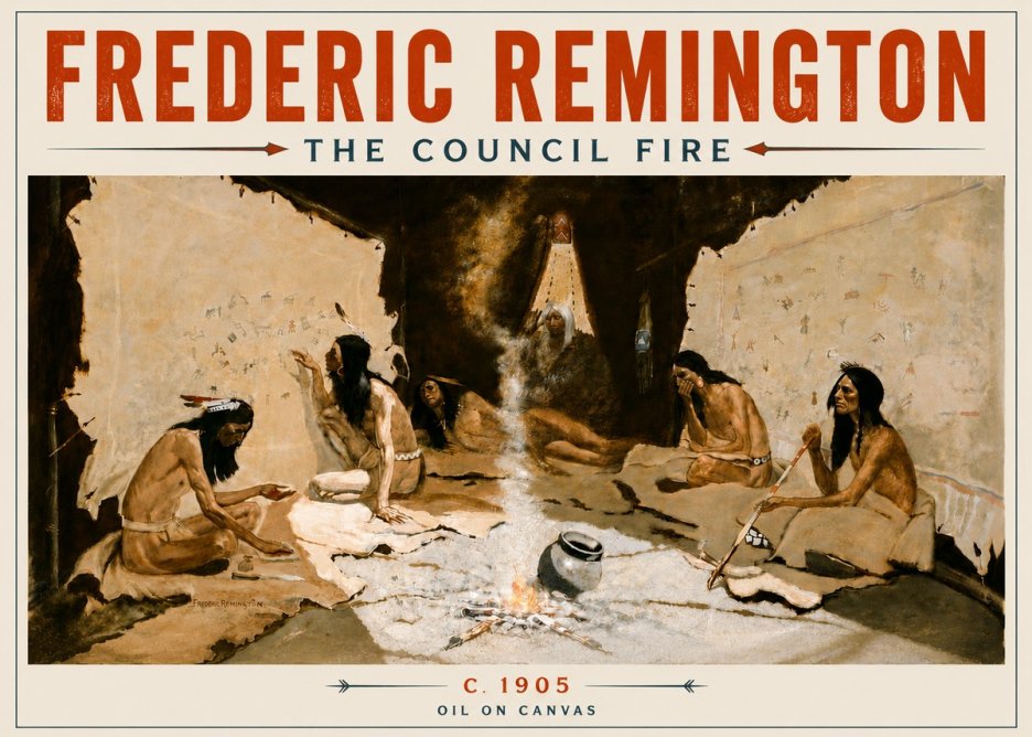 Frederic Remington The Council Fire I No5 - Poszter