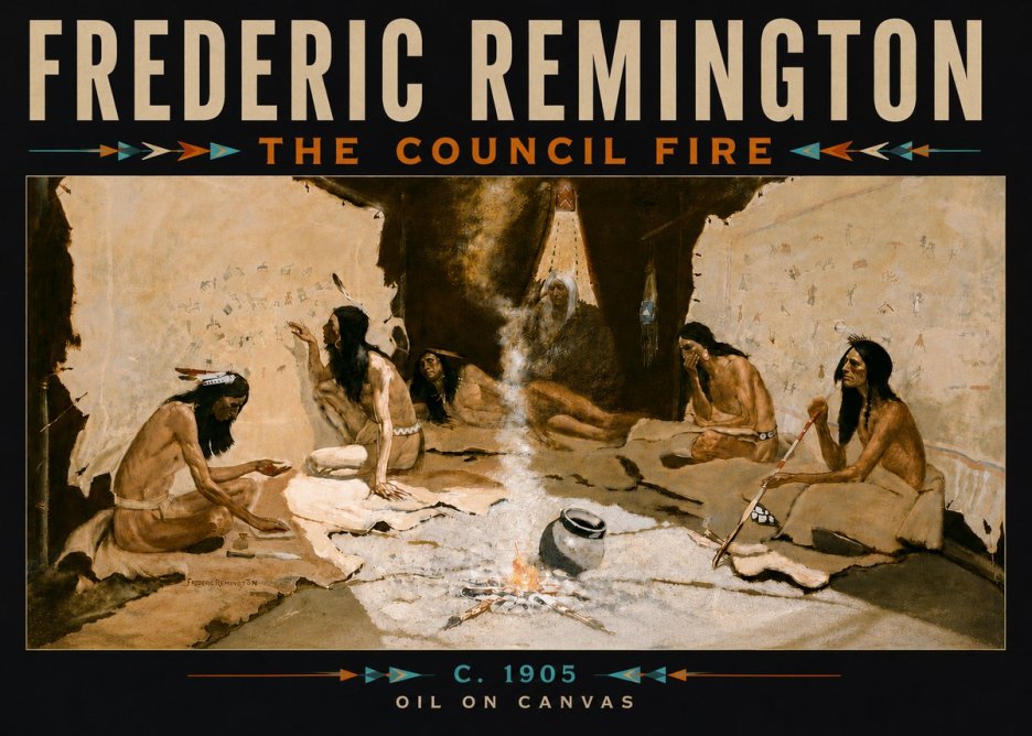 Frederic Remington The Council Fire I No6 - Poszter