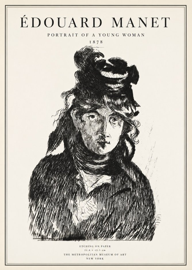 Édouard Manet Portrait of a Young Woman I No1 - Poszter