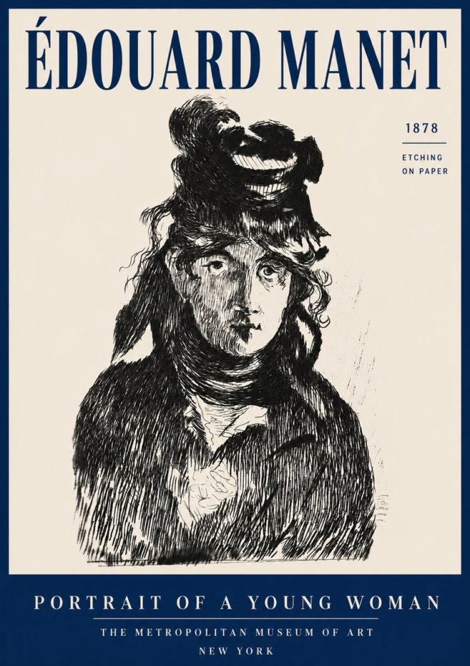 Édouard Manet Portrait of a Young Woman I No4 - Poszter
