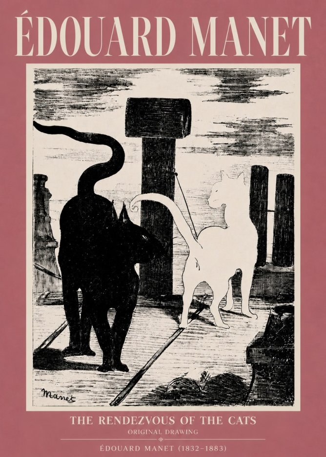 Édouard Manet The Rendezvous of the Cats No5 - Poszter