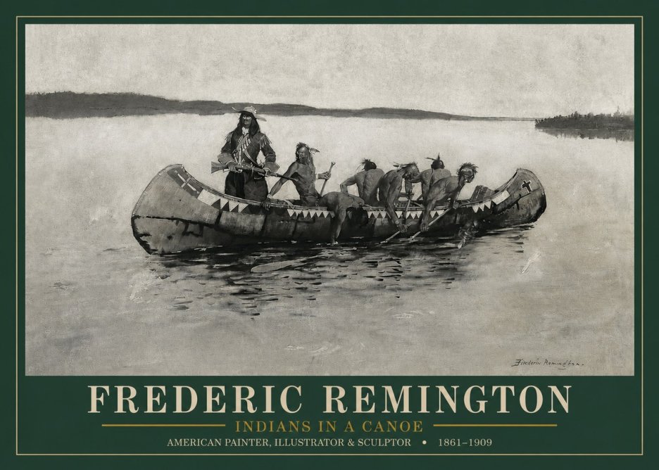 Frederic Remington Indians in a Canoe No3 - Poszter