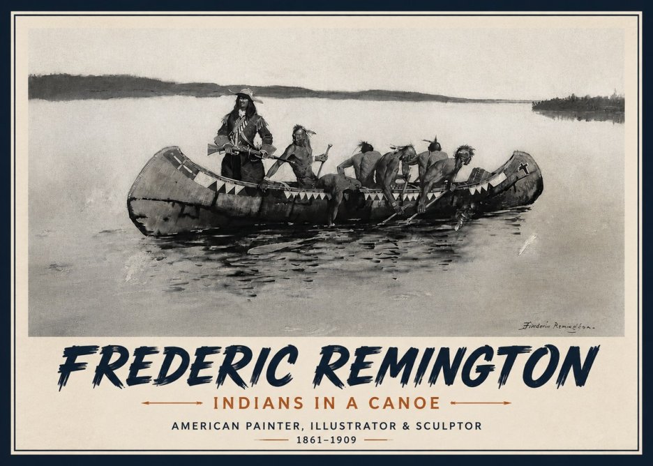 Frederic Remington Indians in a Canoe No4 - Poszter