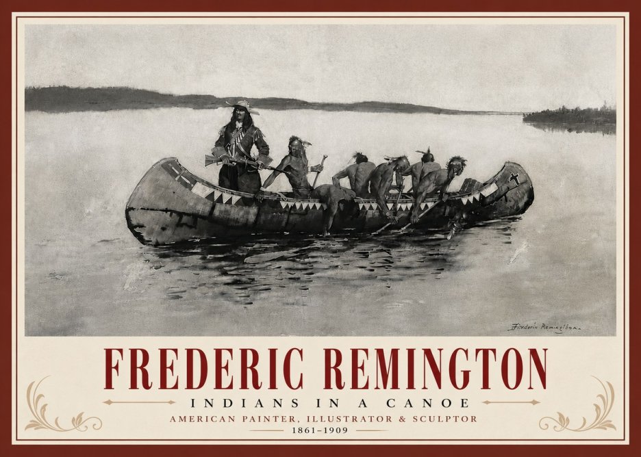 Frederic Remington Indians in a Canoe No6 - Poszter