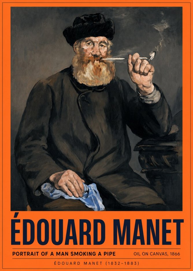 Édouard Manet Portrait of a Man Smoking a Pipe No2 - Poszter